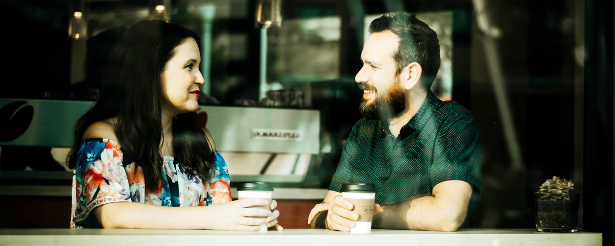 Couple in a cafe